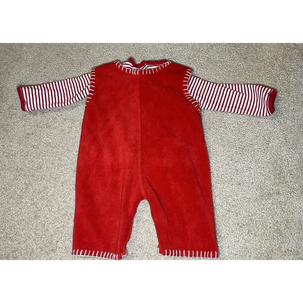 First Impressions Christmas Santa North Pole Red Romper Size 6-9 Months